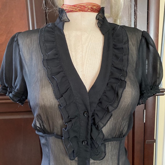 Transparent Sexy Night Gown Dress Black 6 intimate - Picture 8 of 16